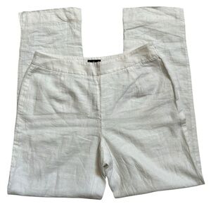INC Women’s Hepburn White Linen Pants Side Zip Lined Ankle Length Size 4 NWT